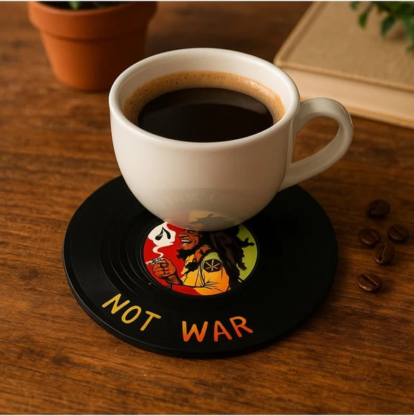 Bob Marley Make Love Not War Bardak Altlığı Rasta Dekoratif Hediye, Bmar091204 ürün görseli 1
