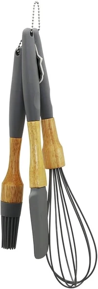 Chermik Yakut-12499 (3Pcs) (Silikon) (Çırpıcı & Fırça & Spatula) Seti (Ahşap Bambu Sap & Silikon Kılıflı)*96 ürün görseli 1