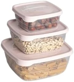 Box Kare Sızdırmaz Kapak Saklama Kabı 3'Lü Set Pudra Pembe ürün görseli 1