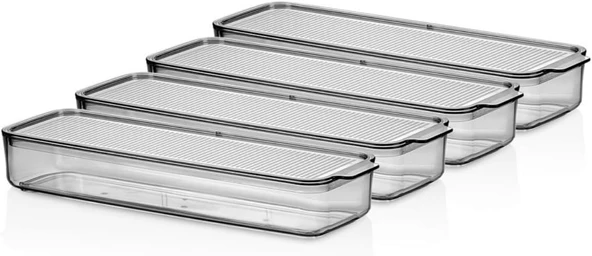 Vip Ahmet Mina Organizer Plastik Raf, Şeffaf Füme Kapaklı 4 X 750 Ml, Füme ürün görseli 1