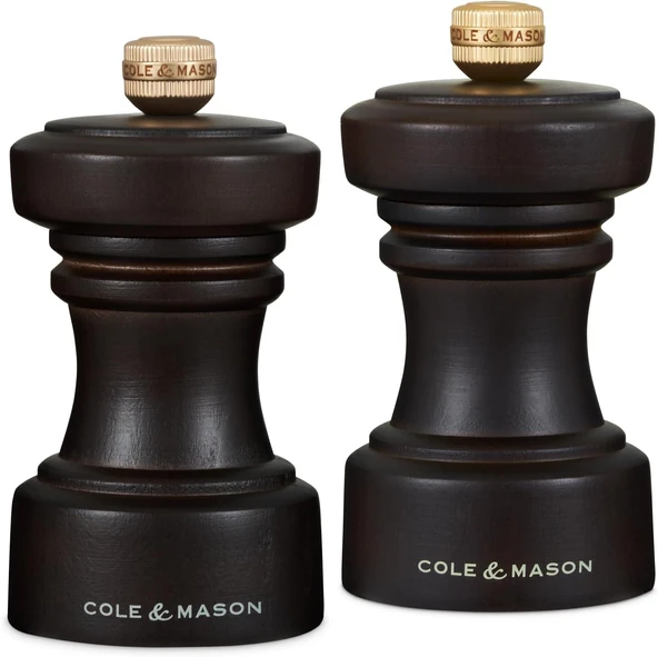 Cole & Mason H233056 Hoxton Çikolata Ahşap Tuz Karabiber Değirmeni Seti, Hassas + Karbon/Seramik Mekanizmaları, Ayarlanabilir Öğütmeli Tuz Karabiber Değirmenleri, Kayın Ağacı, 104 Mm, Hediye ürün görseli 1