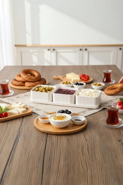 Valverdi - 3'Lü 7 Parça Kahvaltılık Kahvaltı Seti Sunum Seti ürün görseli 1