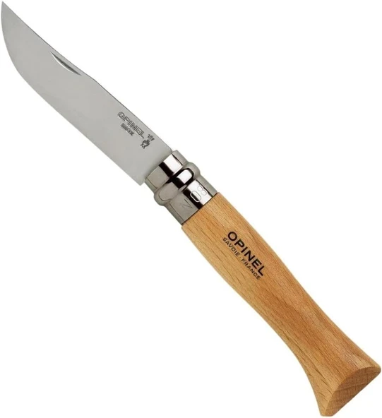 Opinel Inox Kayın Saplı Paslanmaz Çelik Çakı, Unisex, Kahverengi, Nr.8 ürün görseli 1