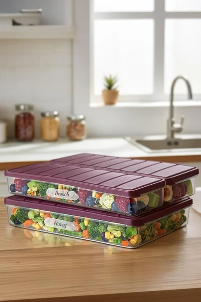 3'Lü Set (1 Adet 2,25 2 Adet 1 Lt.) Nora Organizer Buzdolabı Buzluk Düzenleyici Saklama Kabı-Gri ürün görseli 1