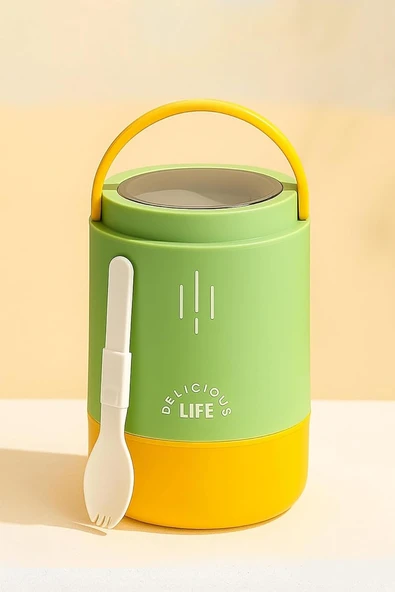 900 Ml Sızdırmaz 3 Kaseli Paslanmaz Çelik Kaşıklı Bento Lunch Box Yeni Nesil Sefer Tası -Fflbo1266 ürün görseli 1