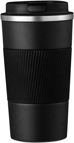 304 L Kilitli Çelik Mat Siyah 510 Ml Kahve Termos Mug Cin405Sy ürün görseli 1