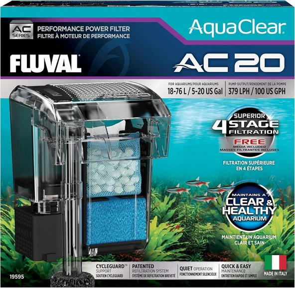 Hagen Aquaclear 20 Güç Filtresi, 5 Ila 20 Galon Akvaryumlar Için Balık Tankı Filtresi ürün görseli 1