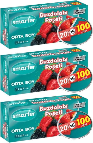 Smarter 3 Paket Buzdolabi Poşet Orta Boy (100 Adet X 3) ürün görseli 1