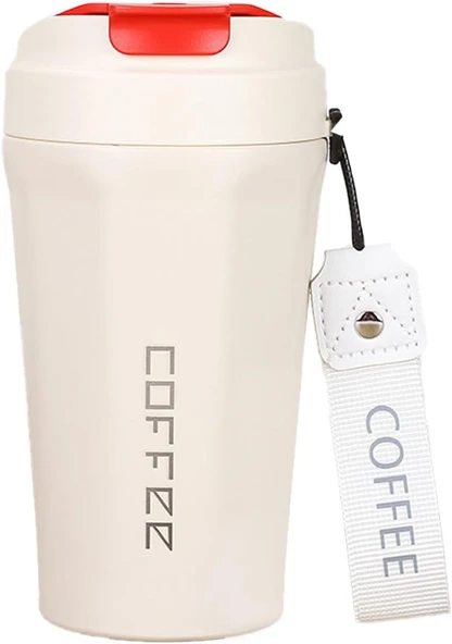 Komple 304 L Çelik Beyaz 410 Ml Kahve El Termos Mug Cin398By ürün görseli 1