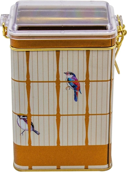 Evle-Er043-T7 Bird Cage Desenli Dikdörtgen Metal Saklama Kabı 8X10 Cm (Bird Cage) ürün görseli 1