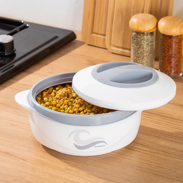 Porsima 3149 1000 Ml Yemek Termosu - Sızdırmaz Kilitlenebilir Kapak Paslanmaz Çelik Sefer Tası - Beyaz ürün görseli 1