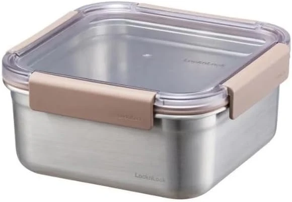 Locknlock Paslanmaz Çelik Fırın & Saklama Kabı Kare Kilitli 1.3 Lt Ml - Kahverengi ürün görseli 1