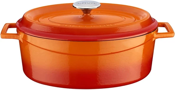 Lava Döküm Oval Tencere Çap(Ø) 25Cm - Trendy Turuncu ürün görseli 1