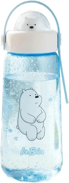 Miniso We Bare Bears Figürlü Plastik Şişe (600Ml) - Kutup Ayısı ürün görseli 1