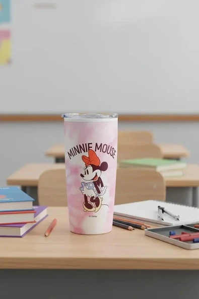 Miniso Minnie Mouse Batik Desenli Paslanmaz Çelik Bardak - 860 Ml, 2015938410102 ürün görseli 1