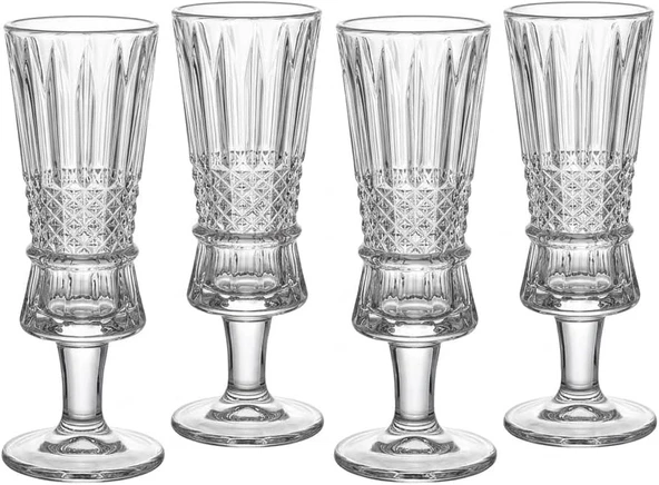 Deconox 4'Lü Kristal Kesim Ayaklı Cam Kadeh Seti - 120 Ml Türk Kahvesi Yanı Su, Şerbet Bardağı, Lüks Sunum Kadehi ürün görseli 1