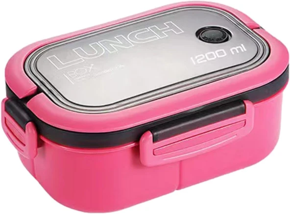 Busstier 1200 Ml 2 Katlı 6 Bölmeli Bpa'Sız Pp Plastik Sefer Tası Beslenme Çantası - Hava Kilitli Bento Lunch Box, Çatal Kaşık Dahil (Pembe) ürün görseli 1