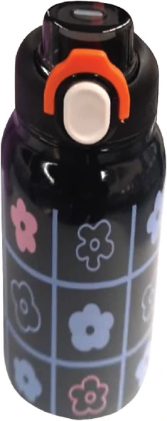 Trendix Çelik İçli Termos 550Ml Siyah Çiçekli ürün görseli 1
