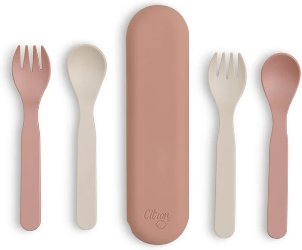 Citron Citron Bio-Based 2'Li Çatal Kaşık Takımı Kutusu - Pink/Cream 1196960 ürün görseli 1