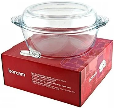 Borosilikat Yuvarlak Kapaklı Tencere, 2100 Cc Isıya Dayanıklı Cam Fırın Kabı, 246X216 Mm ürün görseli 1