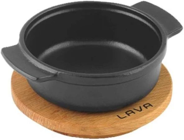 Lava,Pişirme Kabı, Lv Gv 11 K4, Yuvarlak Güveç, Ahşap Altlık, Çap 11 Cm, Dökme Demir, Siyah ürün görseli 1
