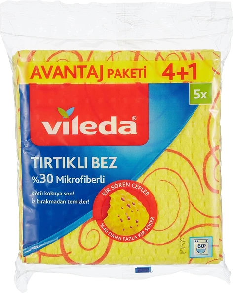 Vileda Temizlik Bezi, Novolon, Kir Söken Cepler, 4+1'Li Avantaj Paket ürün görseli 1