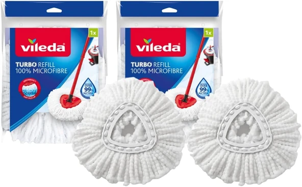 Vileda Turbo Mop Yedek Başlık, Mikrofiber, Beyaz, 2 Adet ürün görseli 1