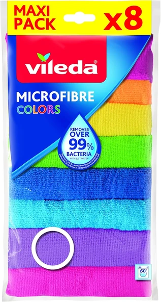 Vileda Colors Mikrofiber Bez, Çok Renkli, 8 Parça ürün görseli 1