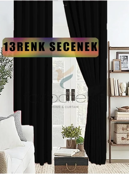 Siyah Renk Kalın Güneşlik Blackout Kararma Fon Perde Düz Dikim 100 X 260 ürün görseli 1