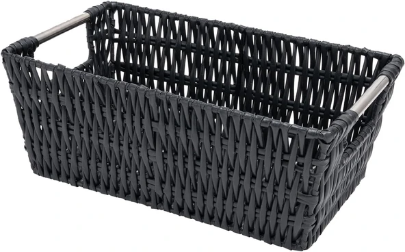 (Black) - Whitmor Rattique Small Shelf Tote, Black ürün görseli 1