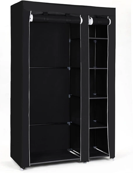 Songmics Kumaş Dolap, Elbise Dolabı, Katlanır Dolap, Elbise Çubuklu Kamp Dolabı, 110 X 175 X 45 Cm, Siyah, Lsf007 ürün görseli 1