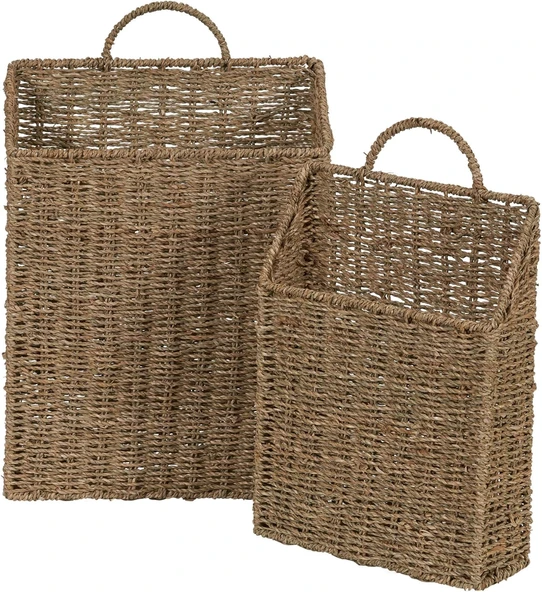 Household Essentials Ml-5613 Deniz Yosunundan Duvar Sepeti Seti, Kahverengi, 2 Parça ürün görseli 1
