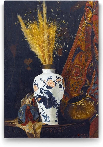 Osman Hamdi Bey - Vazoda Çiçekler Tablosu - 100X140Cm ürün görseli 1