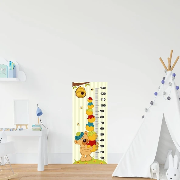 Çocuk Odası Bebek Odası Boy Ölçer Boy Cetveli Sticker Ayı Bal ürün görseli 1