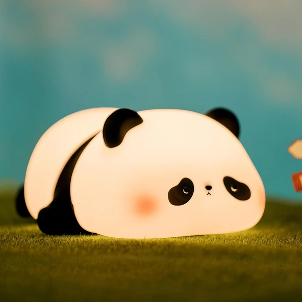 Vtiger Panda Gece Lambası, Led Yumuşacık Sevimli Lamba, Çocuklar Için Gece Lambası, Silikon Panda Işığı, Kısılabilir Kız Bebek Yatak Odası Gece Lambası, Emzirme Kreş Dekoru Için Edilebilir ürün görseli 1