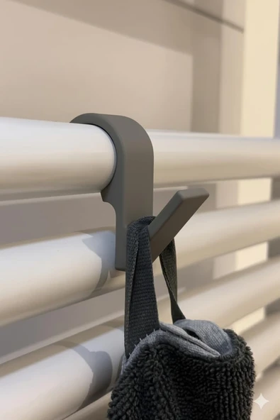 Havlu Askılığı, 6'Lı Set, Duşakabin Havlupan Petek Için, Banyo Mutfak Kancalı (Gri) ürün görseli 1