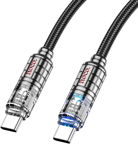 U122 60W 3A Tip-C Tipi Fener Şeffaf Discovery Edition, Veri İletim Kablosu, 1.2 Metre Uzunluk, Siyah ürün görseli 1