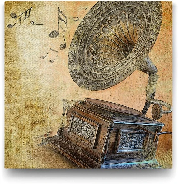 Gramofon Tablosu - 70X70Cm ürün görseli 1