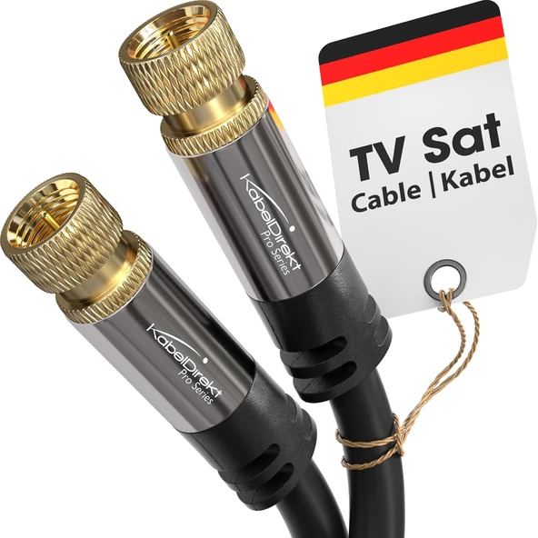 Kabeldirekt – Sat/Anten Kabluso, Koaksiyel Kablolar – 15M – Metal F Konnektörlü Tv Uydu Kablosu – 0,5-30M Arasında Mevcut (Radyo/Tv, Dvb-T, Dvb-C, Dvb-S/Dvb-S2, Internet, Siyah) ürün görseli 1