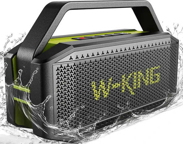 W-King Subwoofer Ile Taşınabilir Loud Hoparlörler, (100W Tepe) 60W Hoparlör Su Geçirmez Hoparlör, Derin Bas/V5.0/40H Oynatma/Güç Bankası/Tf Kartı/Aux/Eq, Parti, Ev ürün görseli 1