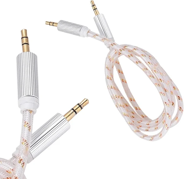 3.5Mm Erkek-Erkek Stereo 1 Metre Kutulu Altın Örgülü Aux Kablo, Ses Kablosu, Yüksek Kaliteli Ses Iletimi ürün görseli 1
