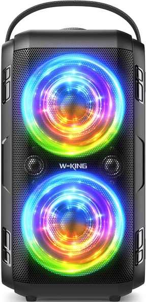 Hoparlör, W-King 80W Taşınabilir Hoparlör Kutusu Müzik Kutusu, Güçlü Bas, Güçlü 105Db Ses, Karışık Renkli Led Işıkları, Usb Çalma, 24 Saat Çalma Süresi ürün görseli 1
