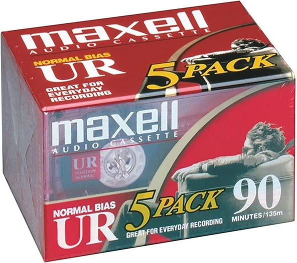 Maxell 108562 Ur-90 5Pk Normal Önyargılı Ses Kasetleri 90 Dakika Kılıflı 5'Li Paket ürün görseli 1