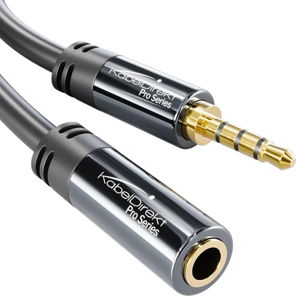 Kabeldirekt – Kırılmaz Metal Gövdeli Uzatma Kablosu – 3 M (Uzatma, Oyun Kulaklıkları Veya Mikrofonlu Kulaklıklar Için Idealdir, Trrs 4 Pinli, 3,5 Mm Fişten Sokete) ürün görseli 1