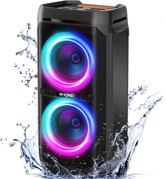 W-King 100W Hoparlörler V5.3, Taşınabilir Ipx6 Suya Dayanıklı Parti Hoparlörü/110Db Büyük Ses/Dsp, Işıklı Karaoke Boombox/Mikrofon Gitar Bağlantı Noktası/Echo/Usb/Adaptör ürün görseli 1