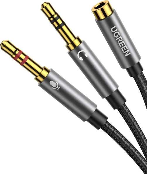 Ugreen 3.5Mm Ses-Mikrofon Birleştirici Y Kablosu Siyah ürün görseli 1