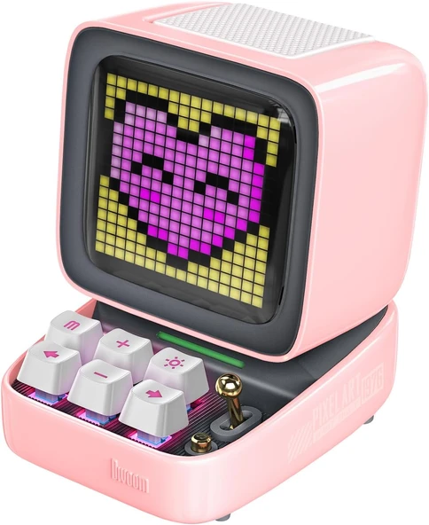 Divoom Ditoo Taşınabilir Hoparlör, 256 Led Uygulama Kontrollü Ekran, Mekanik Rgb Klavye, Oyunlar, Alarmlar Ile Yüksek Sesli Hoparlörler (Pink) ürün görseli 1