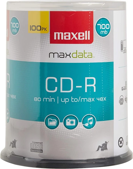Maxell Cd-R X 100 – 700 Mb – Depolama (648200) - ürün görseli 1
