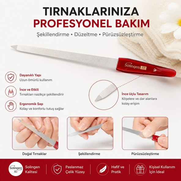 82 Paslanmaz Çelik Tırnak Törpüsü - İnce Uçlu Ergonomik Manikür Pedikür Törpüsü ürün görseli 1