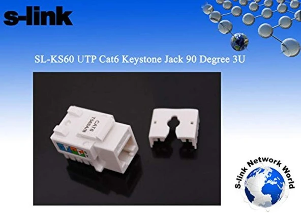S-Link Sl-Ks60 Utp Cat6 Kestone Jack3U 90 Der ürün görseli 1